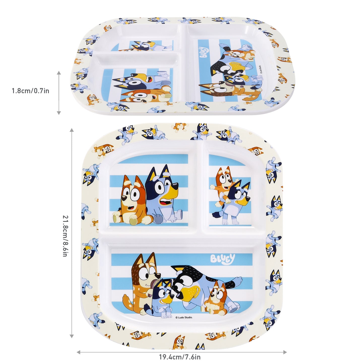 Bluey 3 Section Childrens Divided Breakfast Lunch Dinner Plate