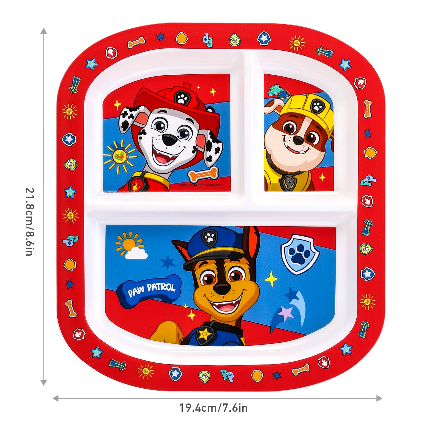 Paw Patrol Boy 3 Section Childrens Divided Breakfast Lunch Dinner Plate
