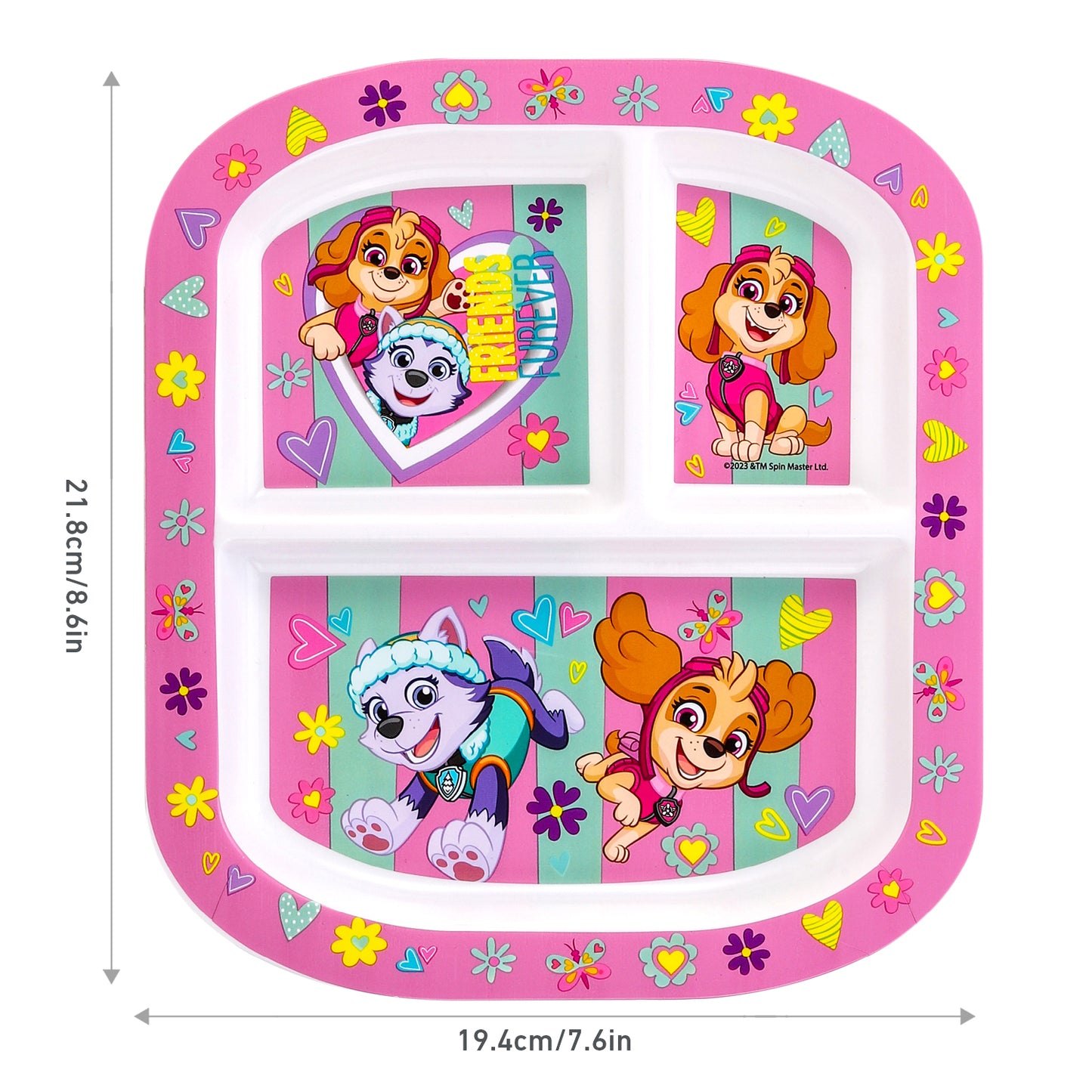 Paw Patrol Girl 3 Section Childrens Divided Breakfast Lunch Dinner Plate