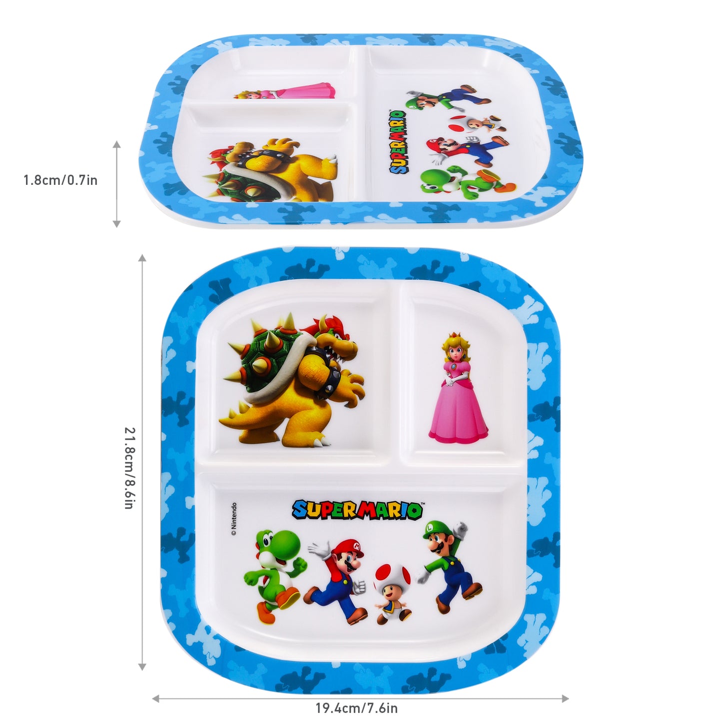 Super Mario 3 Section Childrens Divided Breakfast Lunch Dinner Plate