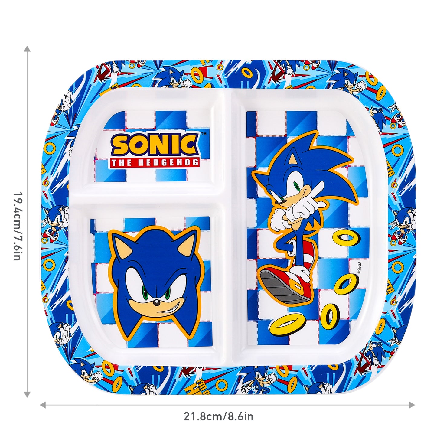 Sonic The Hedgehog 3 Section Childrens Divided Breakfast Lunch Dinner Plate