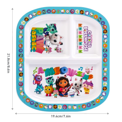 Gabby's Dollhouse 3 Section Childrens Divided Breakfast Lunch Dinner Plate