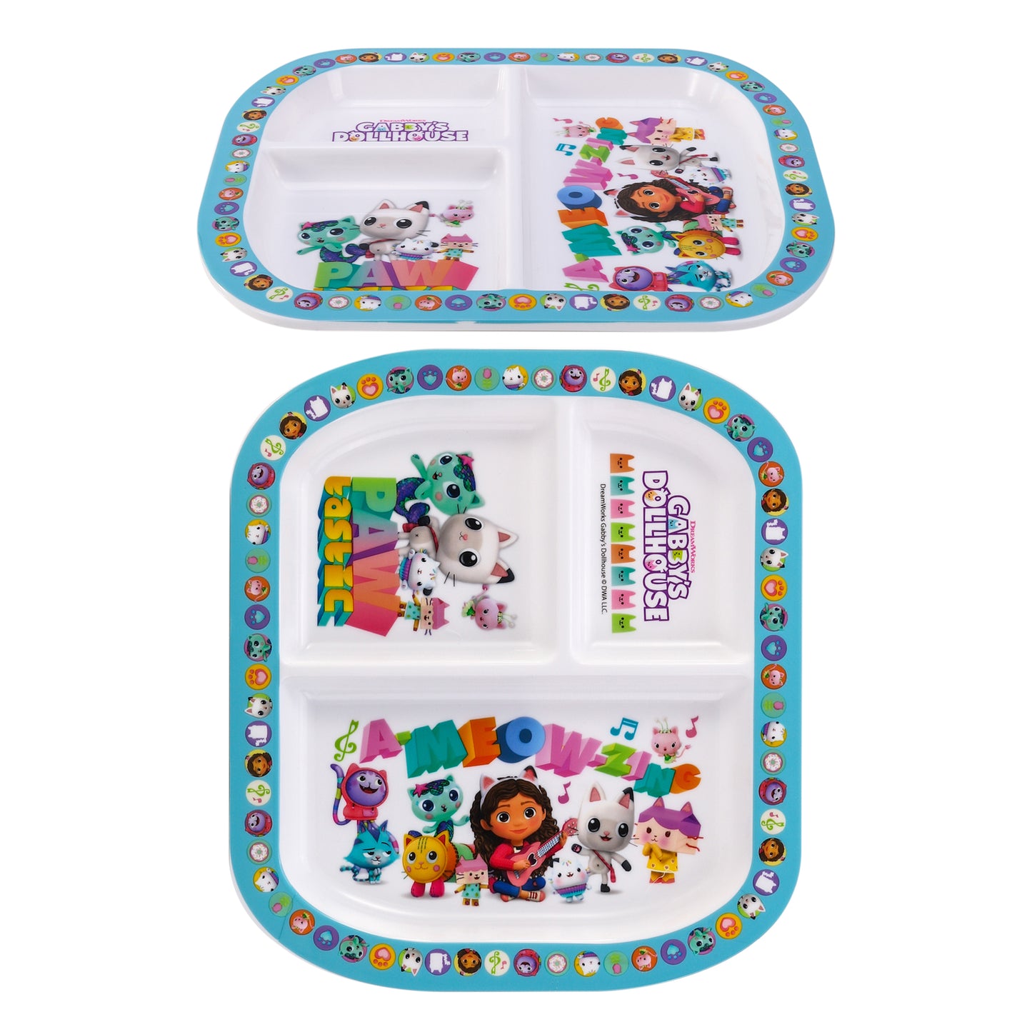 Gabby's Dollhouse 3 Section Childrens Divided Breakfast Lunch Dinner Plate