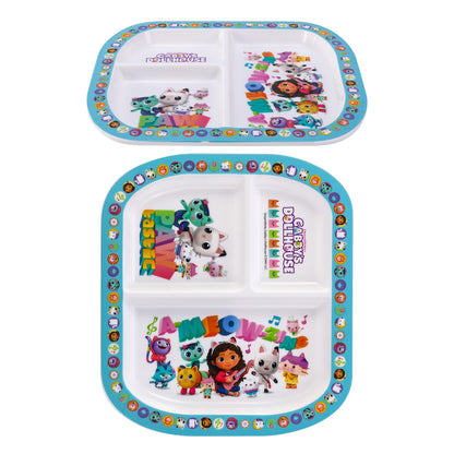 Gabby's Dollhouse 3 Section Childrens Divided Breakfast Lunch Dinner Plate