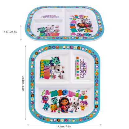Gabby's Dollhouse 3 Section Childrens Divided Breakfast Lunch Dinner Plate