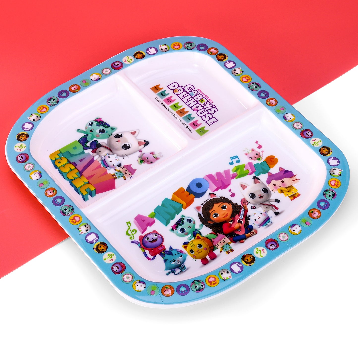 Gabby's Dollhouse 3 Section Childrens Divided Breakfast Lunch Dinner Plate