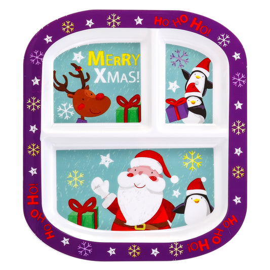 Christmas 3 Section Childrens Divided Breakfast Lunch Dinner Plate