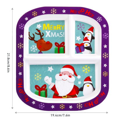 Christmas 3 Section Childrens Divided Breakfast Lunch Dinner Plate