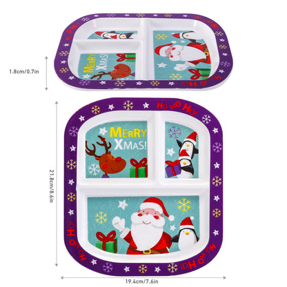 Christmas 3 Section Childrens Divided Breakfast Lunch Dinner Plate