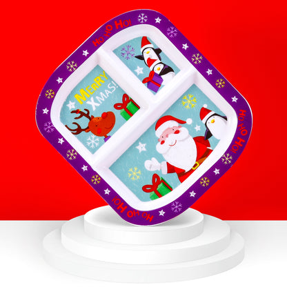 Christmas 3 Section Childrens Divided Breakfast Lunch Dinner Plate