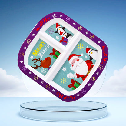Christmas 3 Section Childrens Divided Breakfast Lunch Dinner Plate