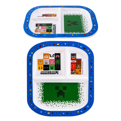 Minecraft 3 Section Childrens Divided Breakfast Lunch Dinner Plate