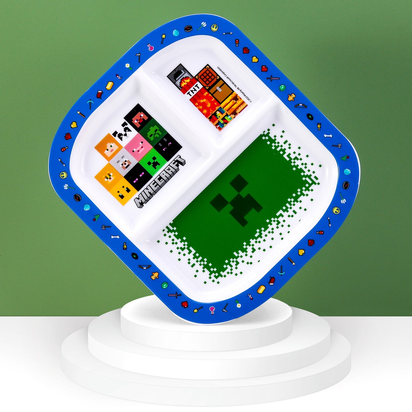 Minecraft 3 Section Childrens Divided Breakfast Lunch Dinner Plate