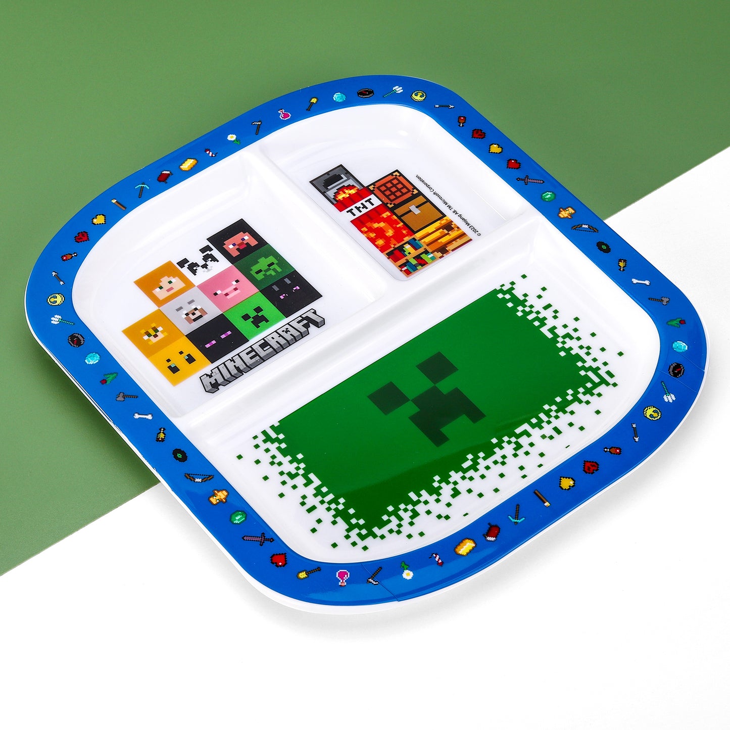 Minecraft 3 Section Childrens Divided Breakfast Lunch Dinner Plate