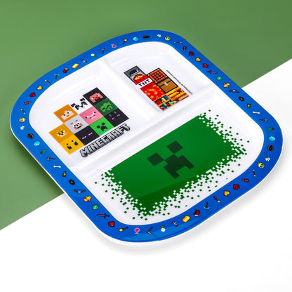 Minecraft 3 Section Childrens Divided Breakfast Lunch Dinner Plate