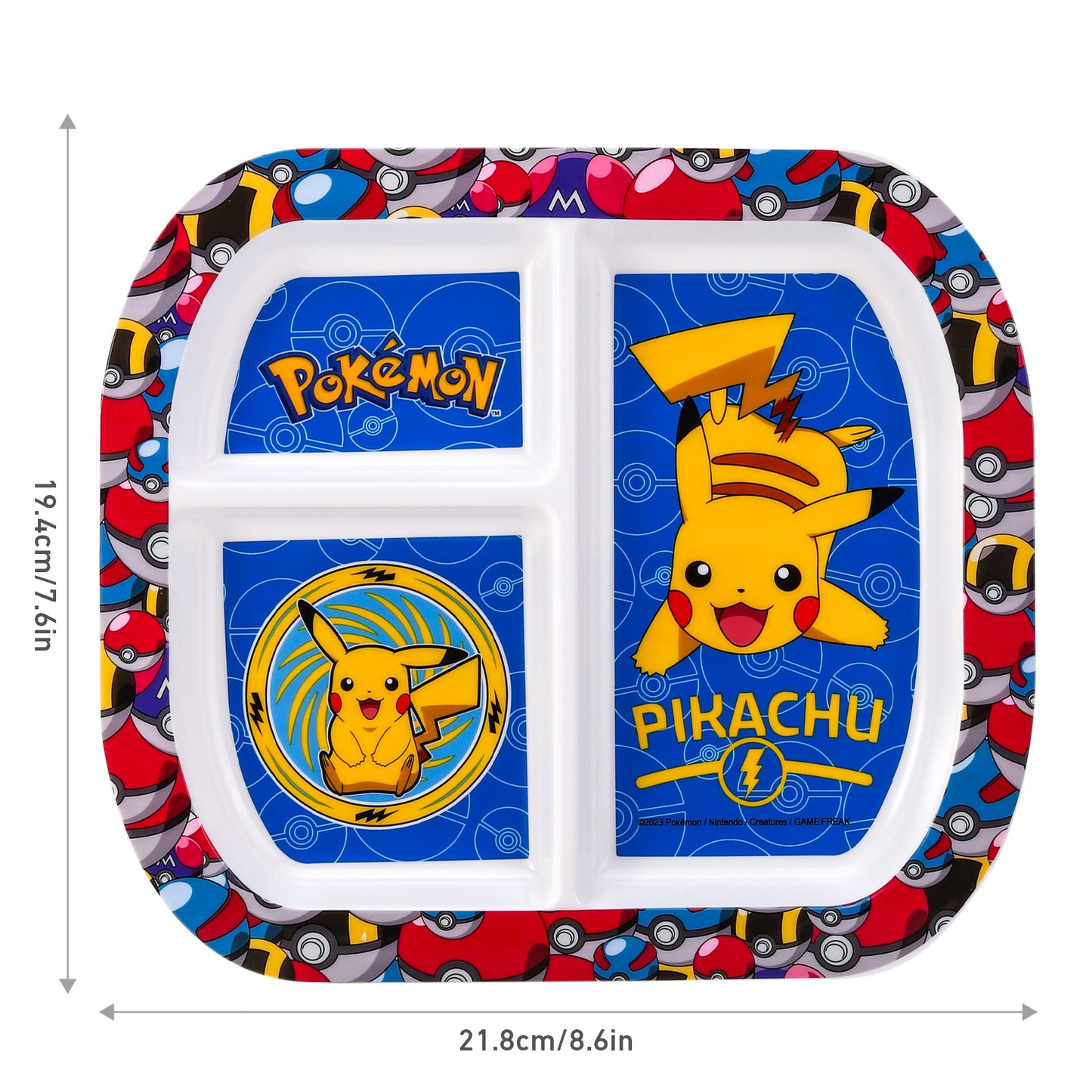 Pokémon 3 Section Childrens Divided Breakfast Lunch Dinner Plate