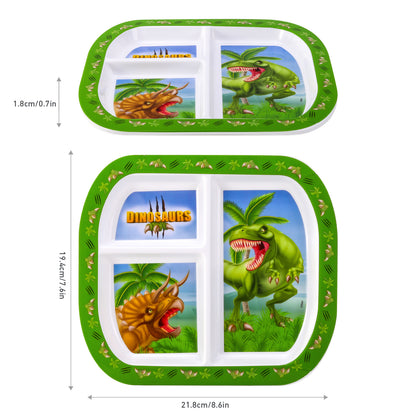 Dinosaur 3 Section Childrens Divided Breakfast Lunch Dinner Plate