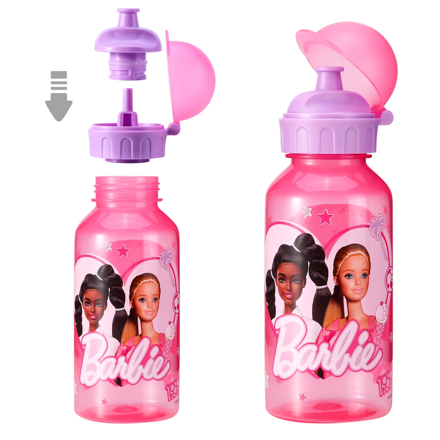 Barbie 370ml Water Bottle for Kids School Drinks Bottle Made of Durable Material Reusable BPA Free
