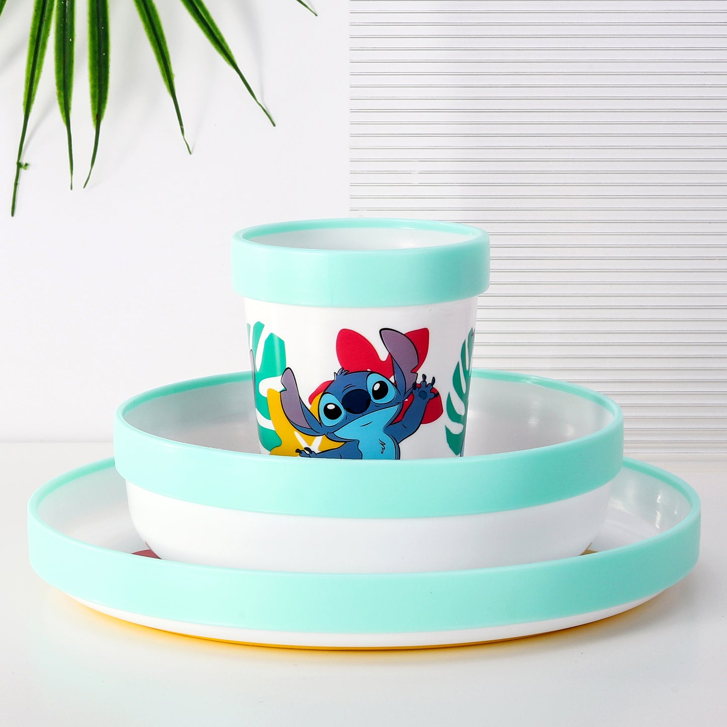 Stitch Kids 6 Piece Reusable Dinner Set - Plate/Bowl/Cup/Knife/Fork/Spoon - Childrens Dinnerware Tableware Cutlery Set