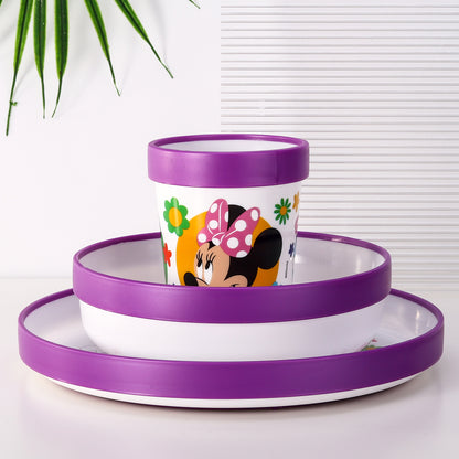 Minnie Mouse 3pcs Bicolor Premium Kids Dinner Tableware Set Plate, Bowl & Tumbler, BPA Free