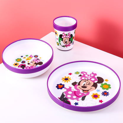 Minnie Mouse 3pcs Bicolor Premium Kids Dinner Tableware Set Plate, Bowl & Tumbler, BPA Free