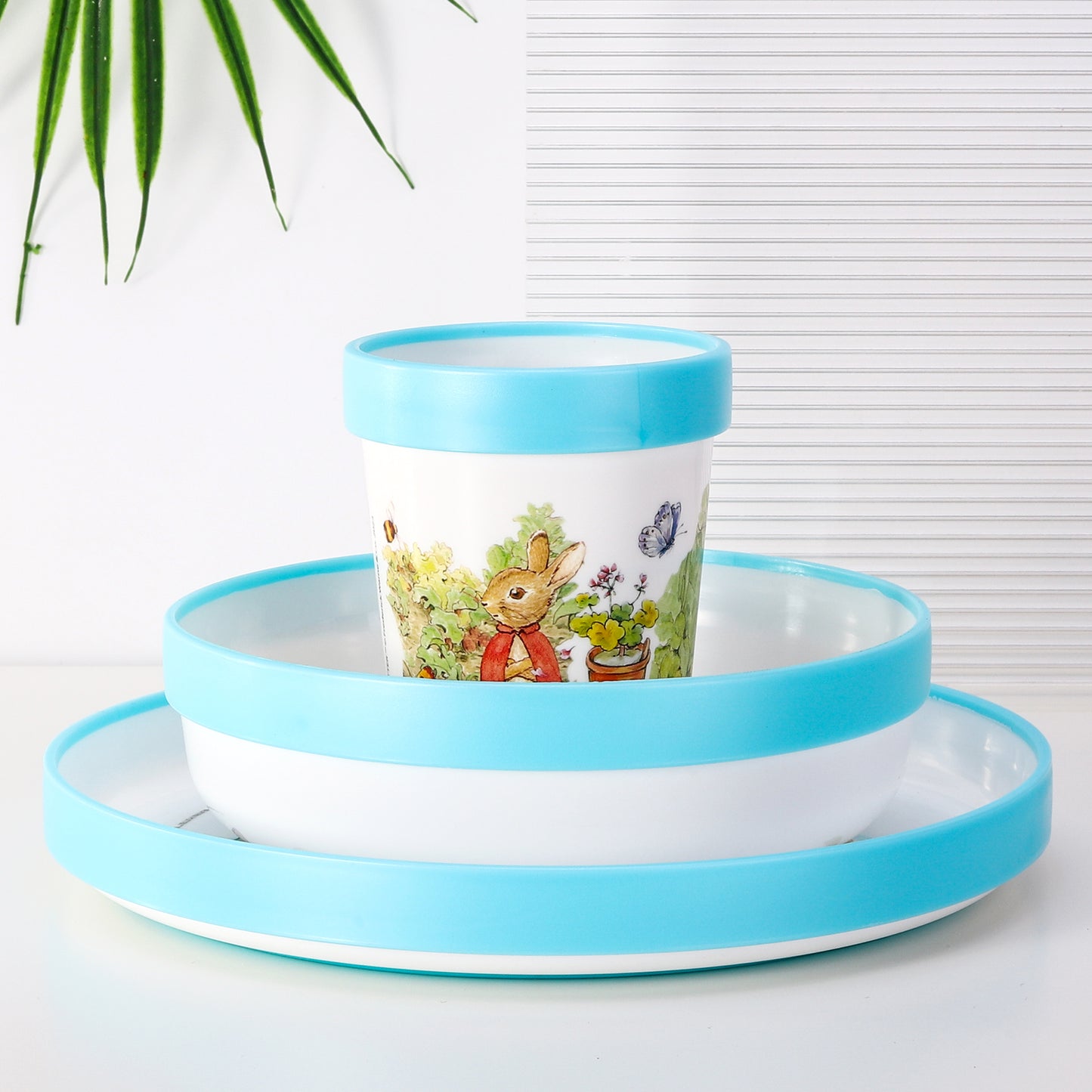 Peter Rabbit 3pcs Bicolor Premium Kids Dinner Tableware Set Plate, Bowl & Tumbler, BPA Free