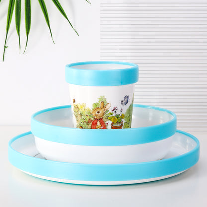 Peter Rabbit 3pcs Bicolor Premium Kids Dinner Tableware Set Plate, Bowl & Tumbler, BPA Free