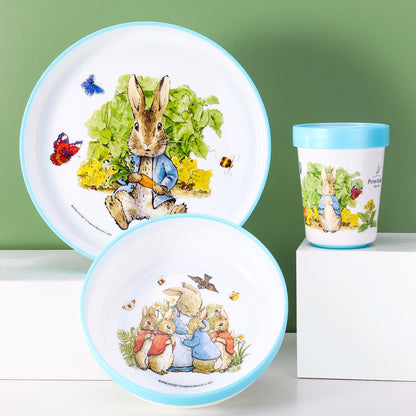 Peter Rabbit 3pcs Bicolor Premium Kids Dinner Tableware Set Plate, Bowl & Tumbler, BPA Free