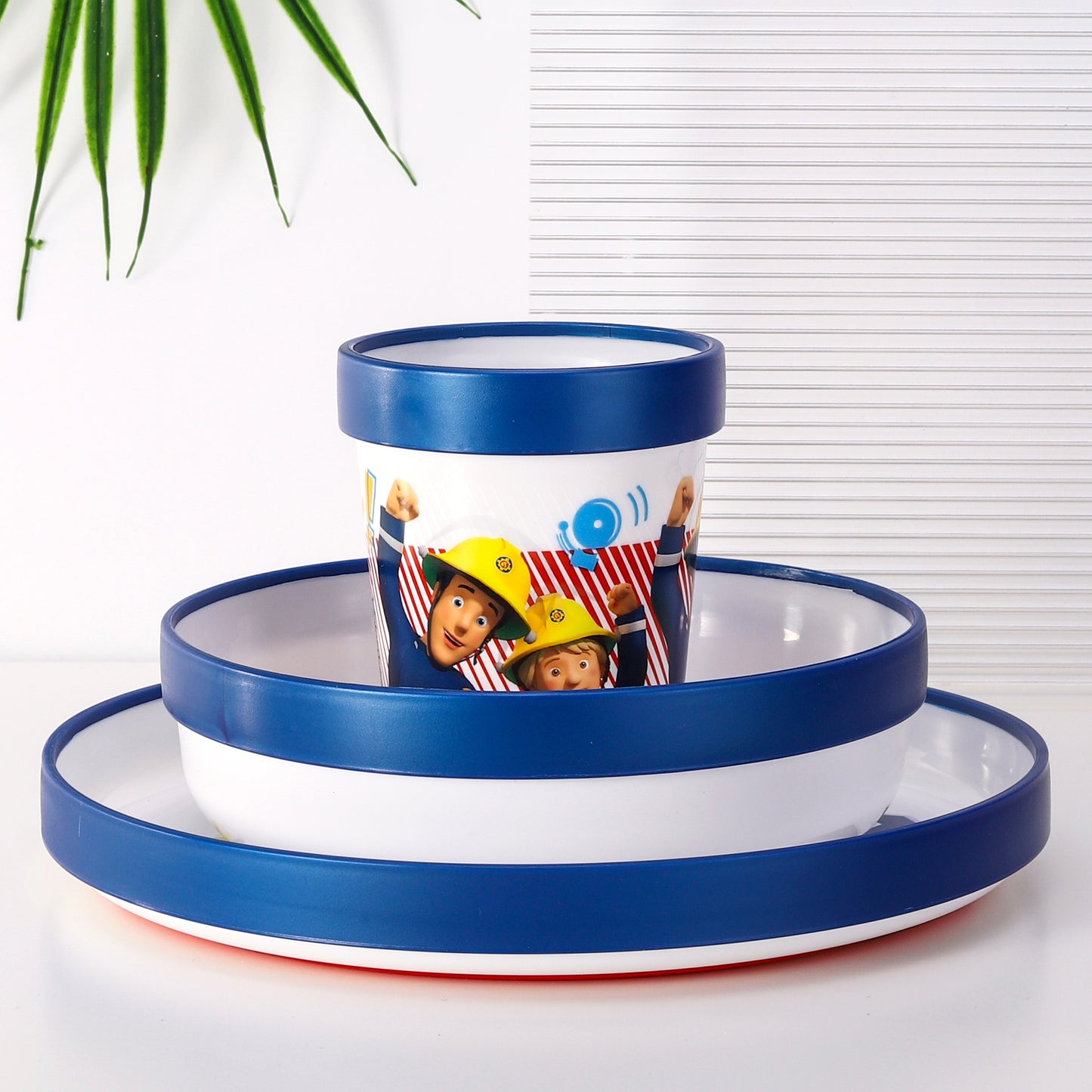 Fireman Sam Kids 6 Piece Reusable Dinner Set - Plate/Bowl/Cup/Knife/Fork/Spoon - Childrens Dinnerware Tableware Cutlery Set