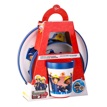 Fireman Sam 3pcs Bicolor Premium Kids Dinner Tableware Set Plate, Bowl & Tumbler, BPA Free