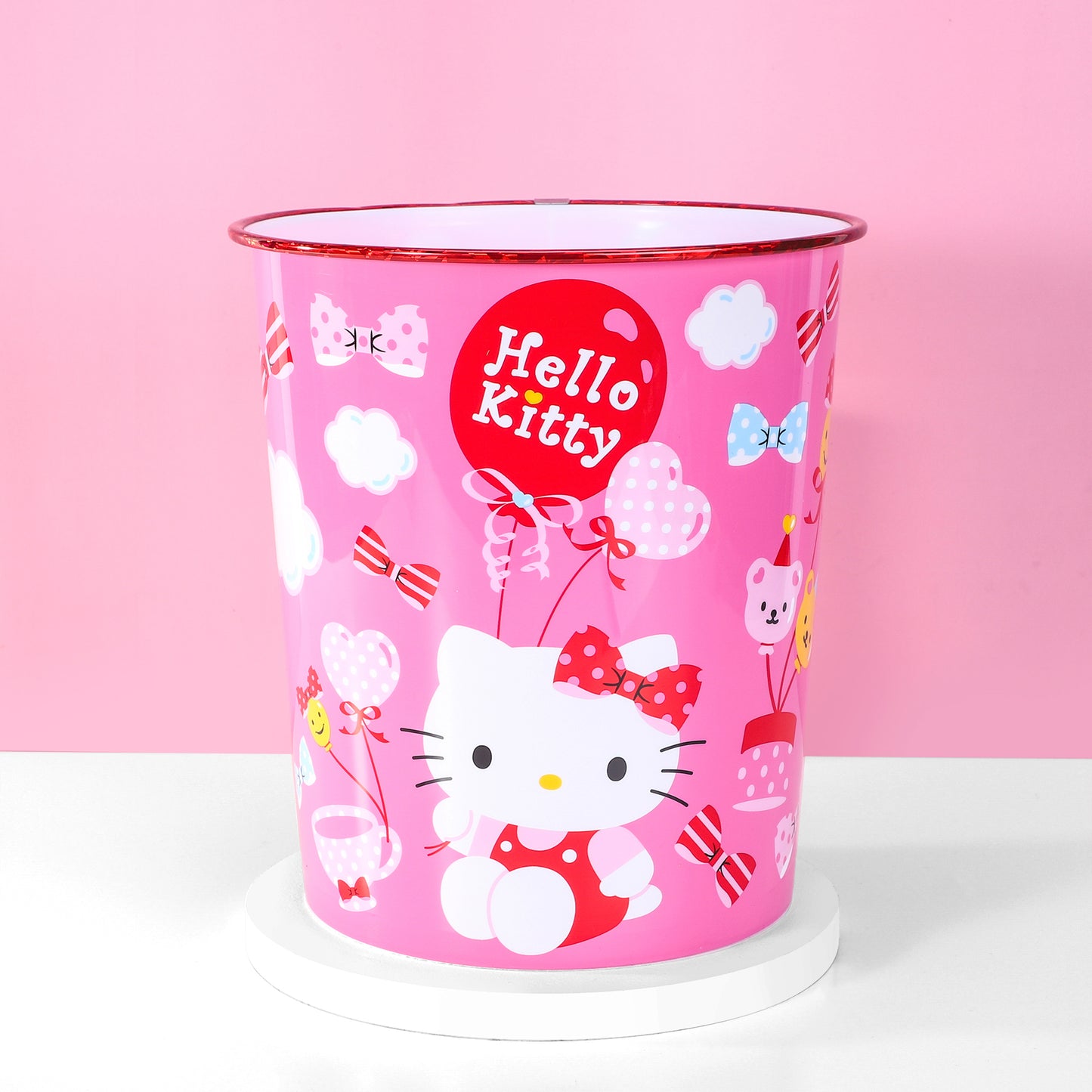 Hello Kitty Kids Childrens Waste Bucket Paper Bin Basket for Bedroom Study Desk Dustbin