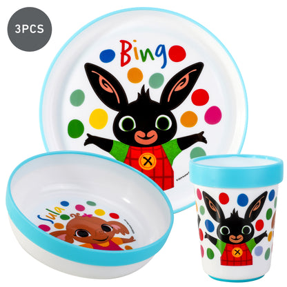 Bing 3pcs Bicolor Premium Kids Dinner Tableware Set Plate, Bowl & Tumbler, BPA Free