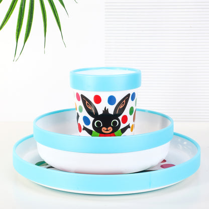 Bing 3pcs Bicolor Premium Kids Dinner Tableware Set Plate, Bowl & Tumbler, BPA Free