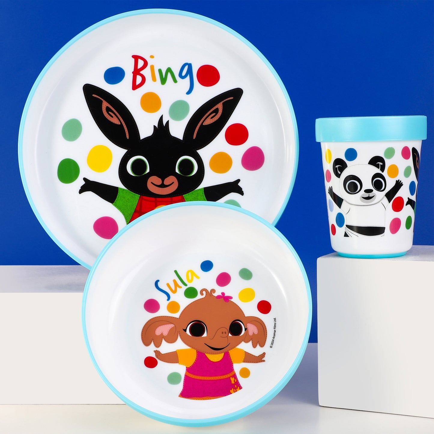 Bing 3pcs Bicolor Premium Kids Dinner Tableware Set Plate, Bowl & Tumbler, BPA Free