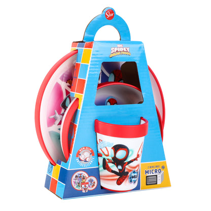 Spidey 3pcs Bicolor Premium Kids Dinner Tableware Set Plate, Bowl & Tumbler, BPA Free