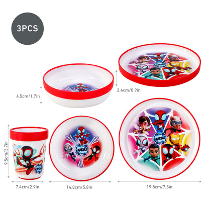Spidey 3pcs Bicolor Premium Kids Dinner Tableware Set Plate, Bowl & Tumbler, BPA Free