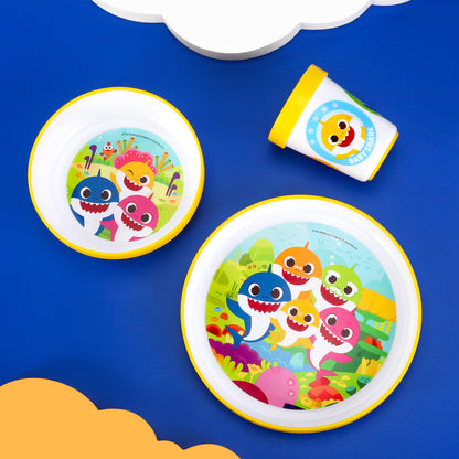 Baby Shark 3pcs Bicolor Premium Kids Dinner Tableware Set Plate, Bowl & Tumbler, BPA Free