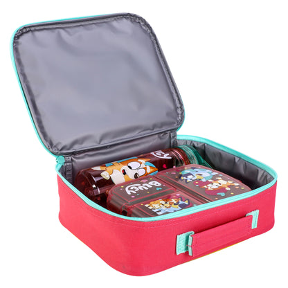 Bluey Pink Kids Lunch Box Set – Insulated Lunch Bag, Multicompartment Lunch Box & 580ml Water Bottle, BPA Free