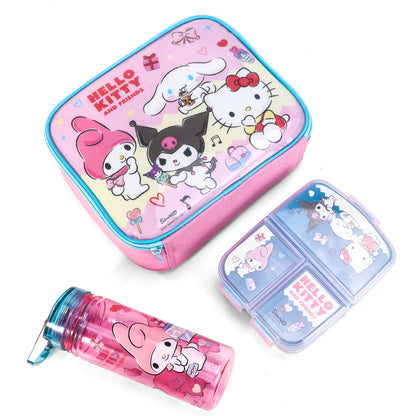 Hello Kitty & Friends Kids Lunch Box Set – Insulated Lunch Bag, Multicompartment Lunch Box & 580ml Water Bottle, BPA Free