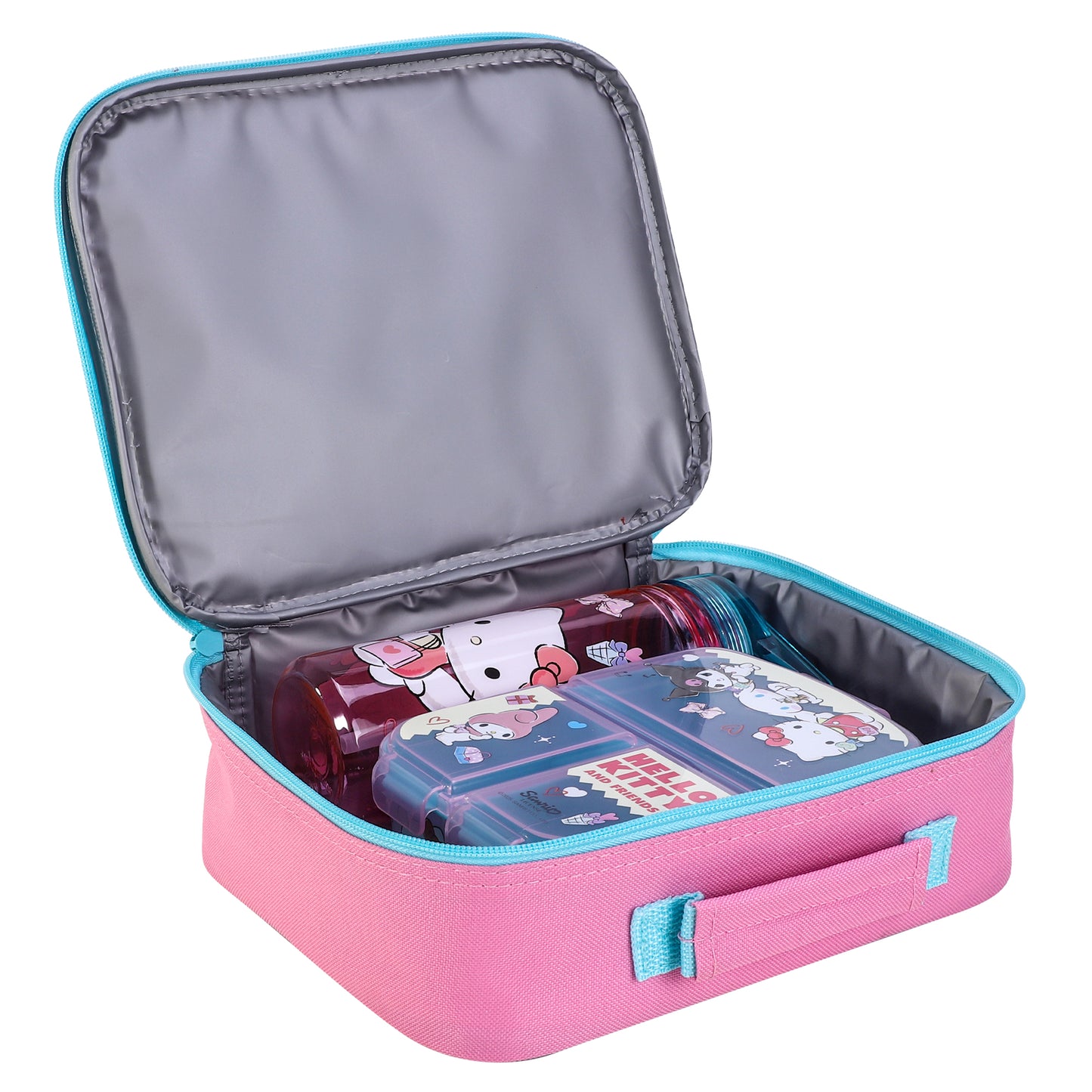 Hello Kitty & Friends Kids Lunch Box Set – Insulated Lunch Bag, Multicompartment Lunch Box & 580ml Water Bottle, BPA Free