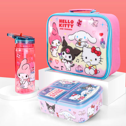 Hello Kitty & Friends Kids Lunch Box Set – Insulated Lunch Bag, Multicompartment Lunch Box & 580ml Water Bottle, BPA Free