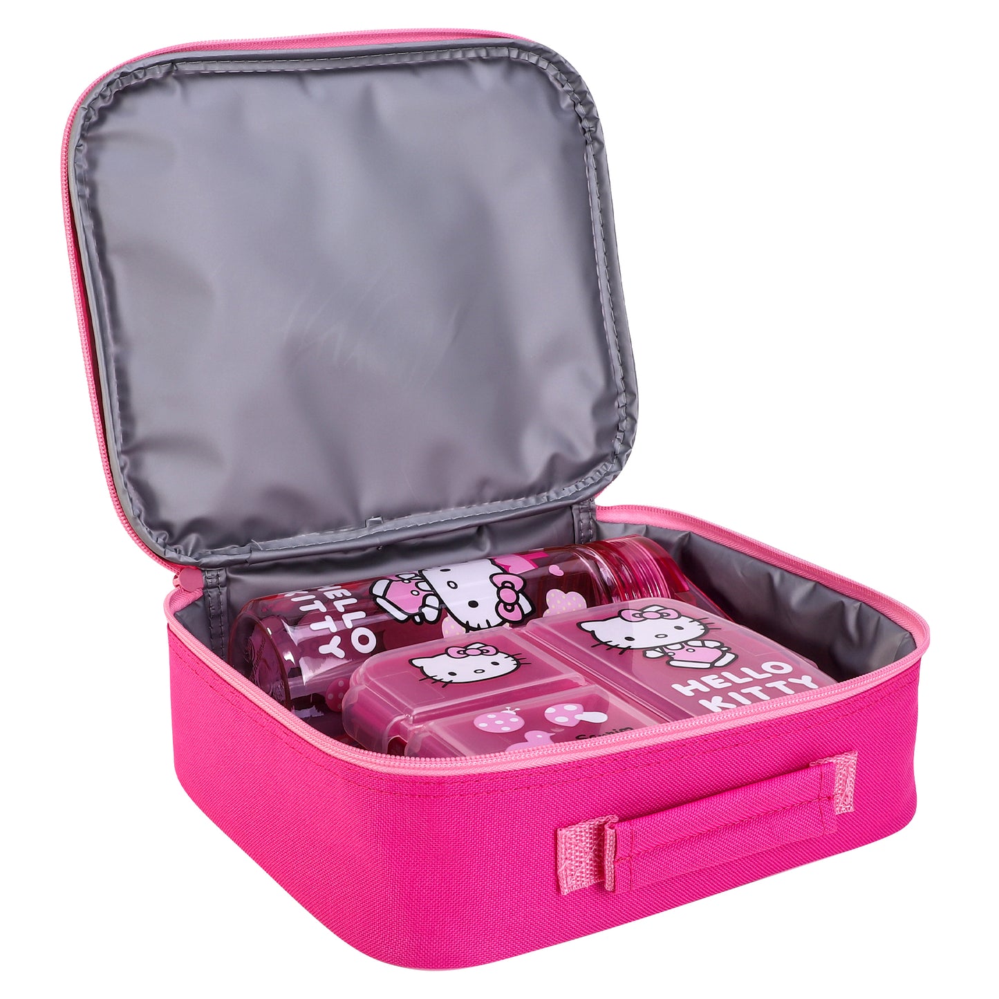 Hello Kitty Pink Kids Lunch Box Set – Insulated Lunch Bag, Multicompartment Lunch Box & 580ml Water Bottle, BPA Free