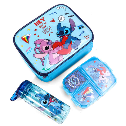 Stitch Island Kids Lunch Box Set – Insulated Lunch Bag, Multicompartment Lunch Box & 580ml Water Bottle, BPA Free
