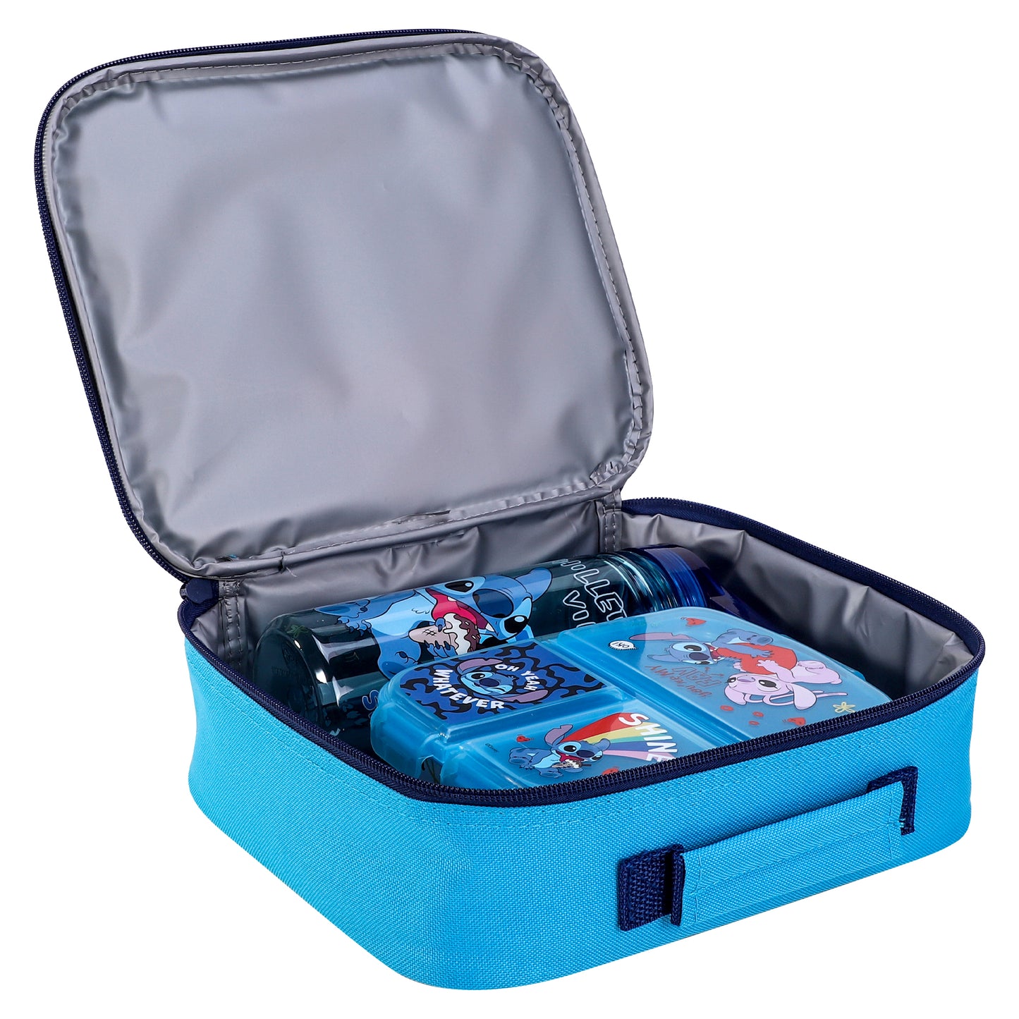 Stitch Island Kids Lunch Box Set – Insulated Lunch Bag, Multicompartment Lunch Box & 580ml Water Bottle, BPA Free
