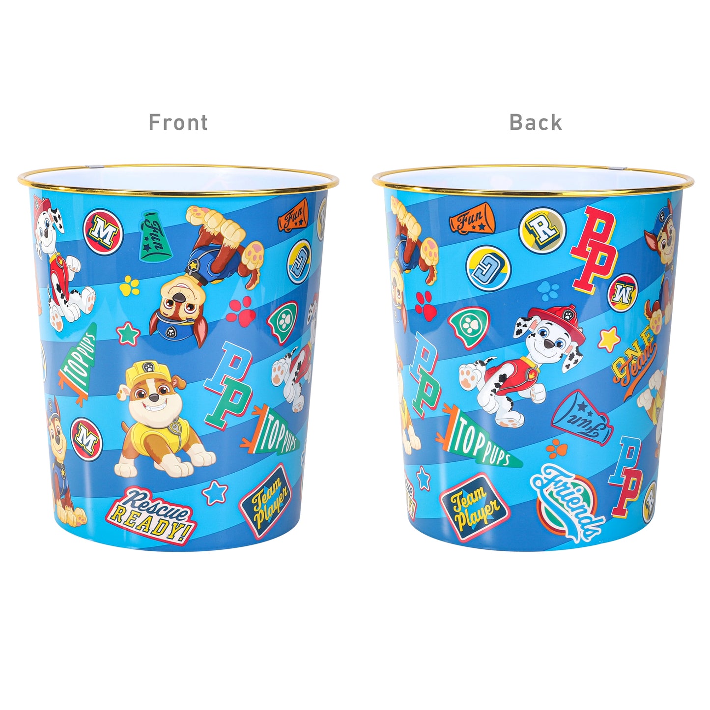 Paw Patrol Kids Waste Paper Bin for Bedroom, Playing & Study Room | Childrens Small Plastic Bucket Dustbin, Waterproof & Stain-Resistant, Open-Top Study Desk Basket | Kids Bedroom Accessories
