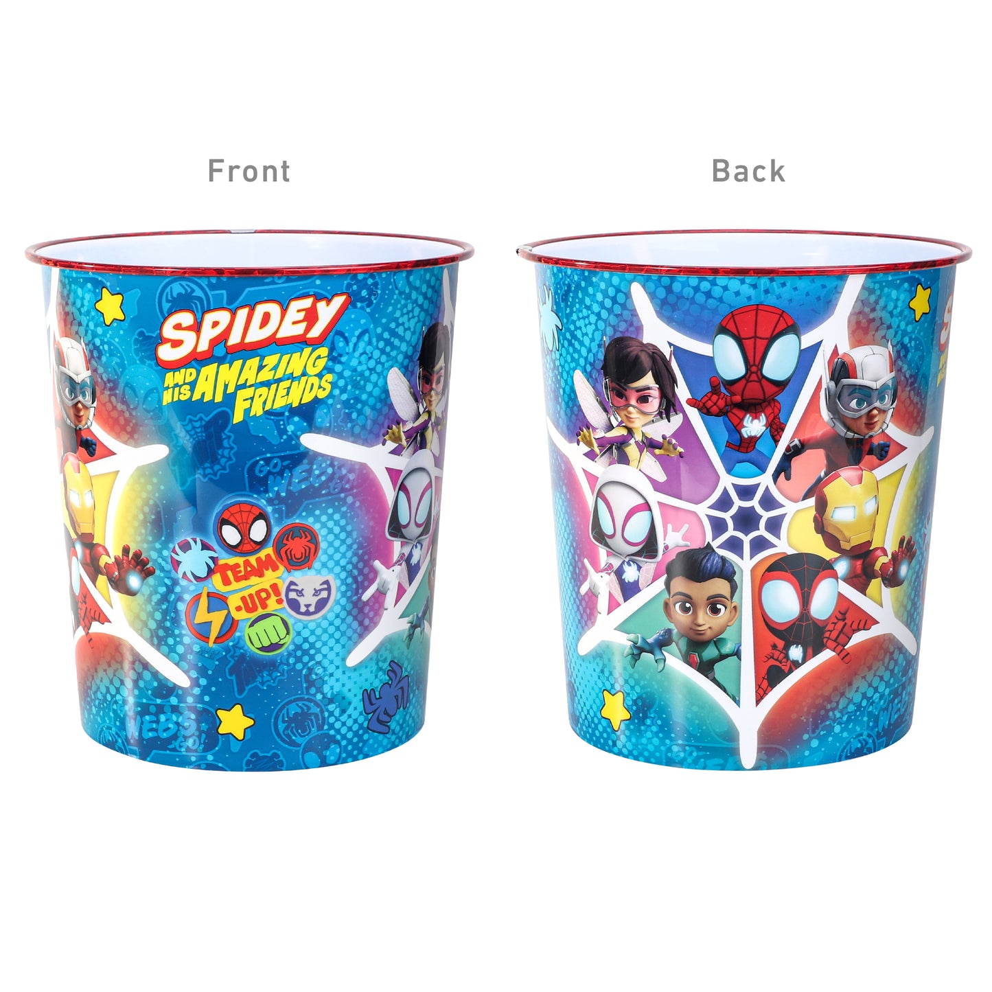 Marvel Spidey Kids Waste Paper Bin for Bedroom, Playing & Study Room | Childrens Small Plastic Bucket Dustbin, Waterproof & Stain-Resistant, Open-Top Study Desk Basket | Kids Bedroom Accessories