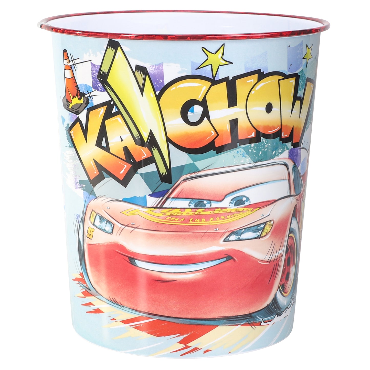 Disney Cars Kids Waste Paper Bin for Bedroom, Playing & Study Room | Childrens Small Plastic Bucket Dustbin, Waterproof & Stain-Resistant, Open-Top Study Desk Basket | Kids Bedroom Accessories