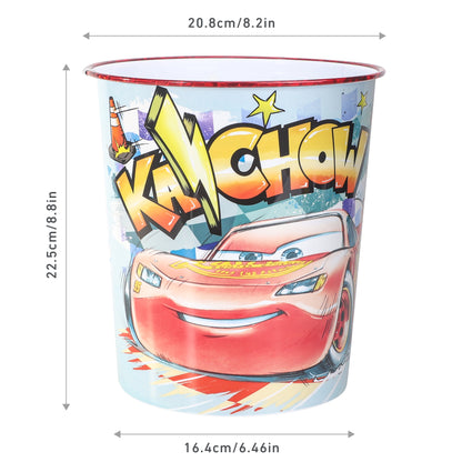 Disney Cars Kids Waste Paper Bin for Bedroom, Playing & Study Room | Childrens Small Plastic Bucket Dustbin, Waterproof & Stain-Resistant, Open-Top Study Desk Basket | Kids Bedroom Accessories