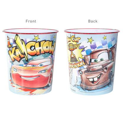 Disney Cars Kids Waste Paper Bin for Bedroom, Playing & Study Room | Childrens Small Plastic Bucket Dustbin, Waterproof & Stain-Resistant, Open-Top Study Desk Basket | Kids Bedroom Accessories