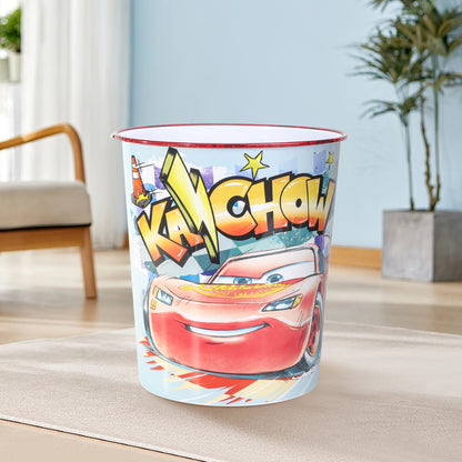 Disney Cars Kids Waste Paper Bin for Bedroom, Playing & Study Room | Childrens Small Plastic Bucket Dustbin, Waterproof & Stain-Resistant, Open-Top Study Desk Basket | Kids Bedroom Accessories